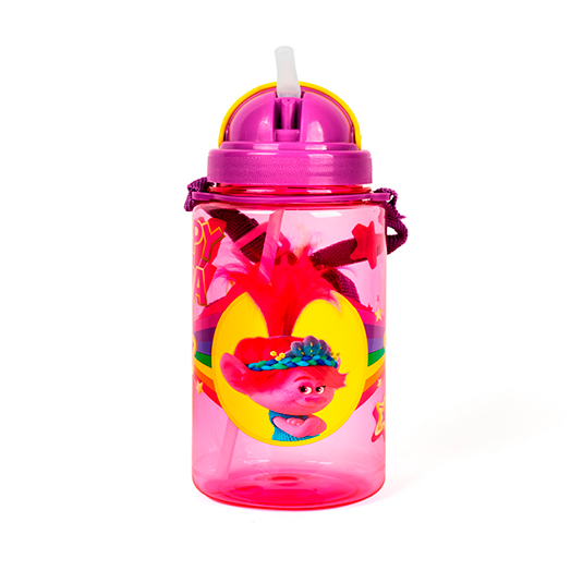 Cantimplora Con Tapa Corrediza Y Pitillo Trolls Fu