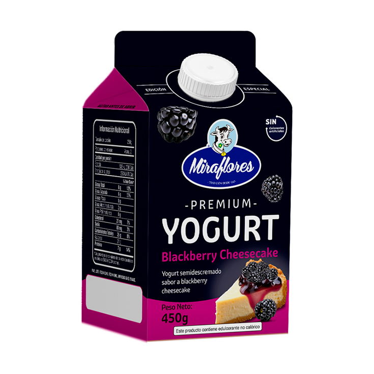 Yogurt Premiun Sabor Blackberry Cheecake Miraflores Carton 4