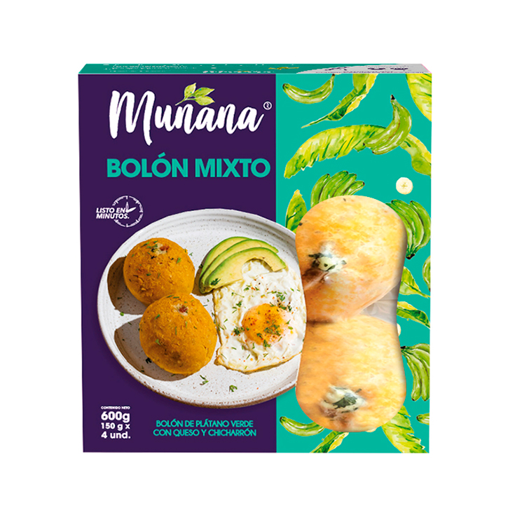 Munana Bolon De Verde Mixto Queso Y Chicharrón 4 Und 600Gr