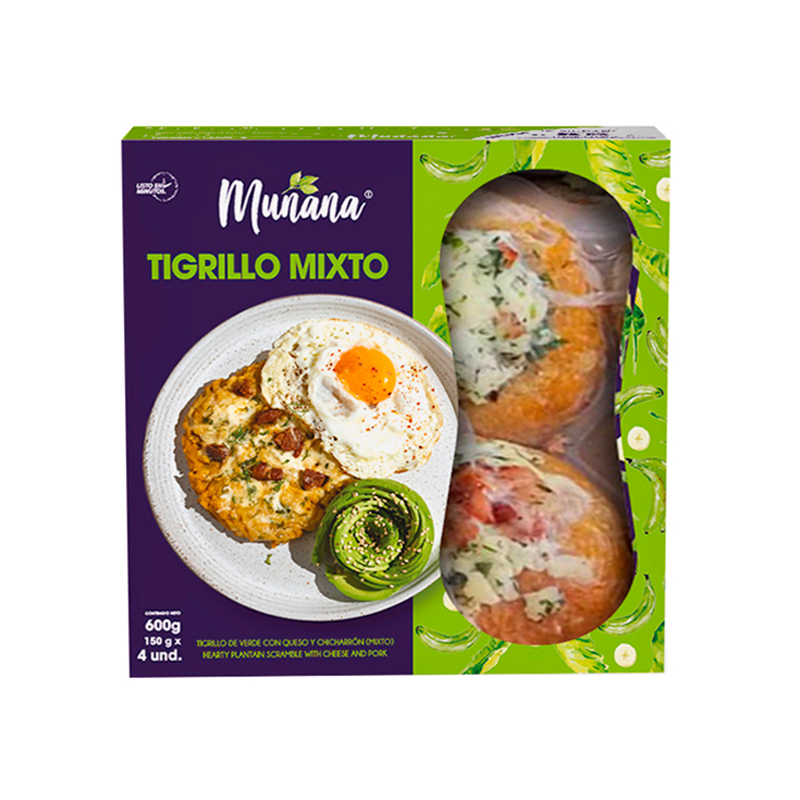 Munana Tigrillo De Verde Mixto Queso Y Chicharron 4 Und 600G