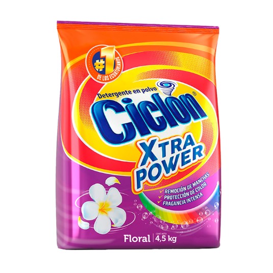 Ciclon Xtra Power Detergente En Polvo Floral De 4.5Kg