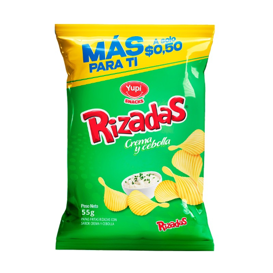 Papas Con Sabor A Crema Y Cebolla Rizadas 55gr