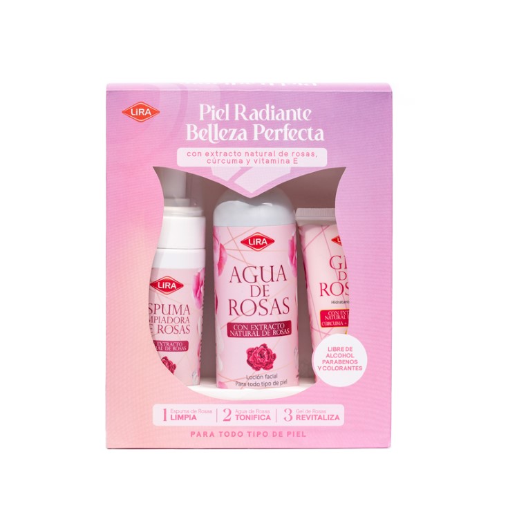 Belleza Perfecta Lira Espuma+Agua De Rosas+Gel Pack X3