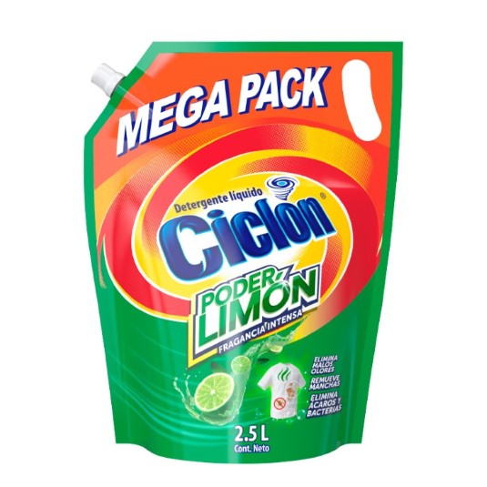 Detergente Ciclon Poder Limon Liquido Doypack 2.5 Lt