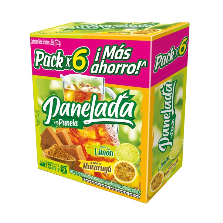 Panelada Surtida Sabor a Limón y Maracuya Bebida Soluble X6 Panelada Surtida Sabor a Limón y Maracuya Bebida Soluble X6