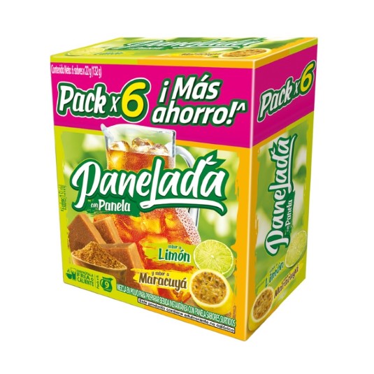 Panelada Surtida Sabor a Limón y Maracuya Bebida Soluble X6