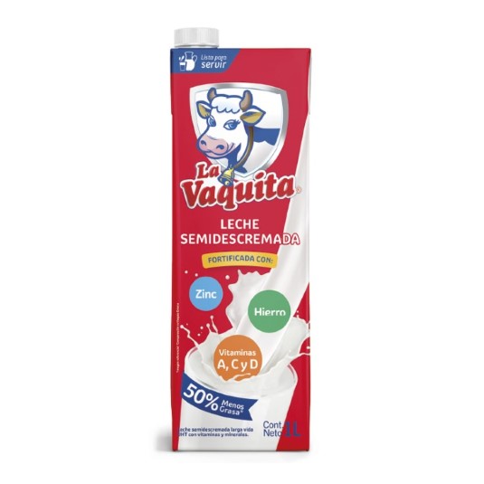 Leche Semidescremada La Vaquita Uht 1Lt