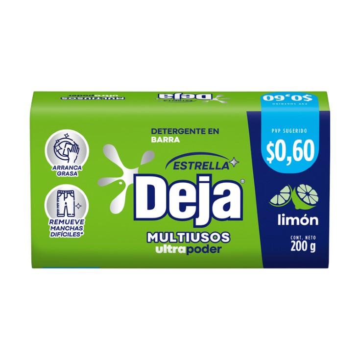 Jabon Barra Deja Lavaplatos Limon 200 Gr.