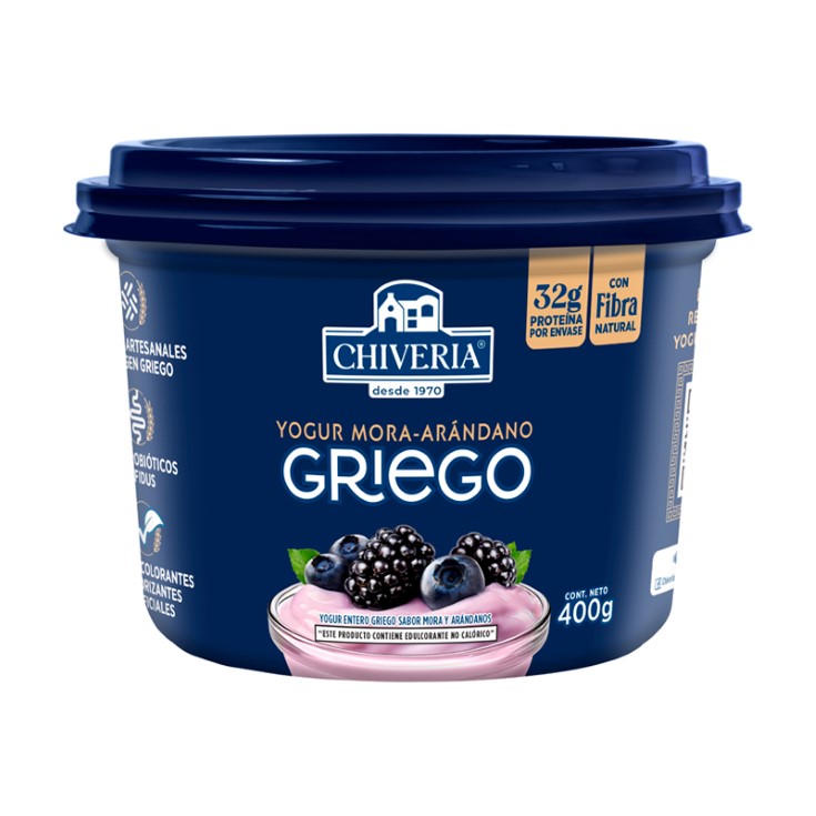 Yogurt Griego Chiveria Mora Arandanos 400G