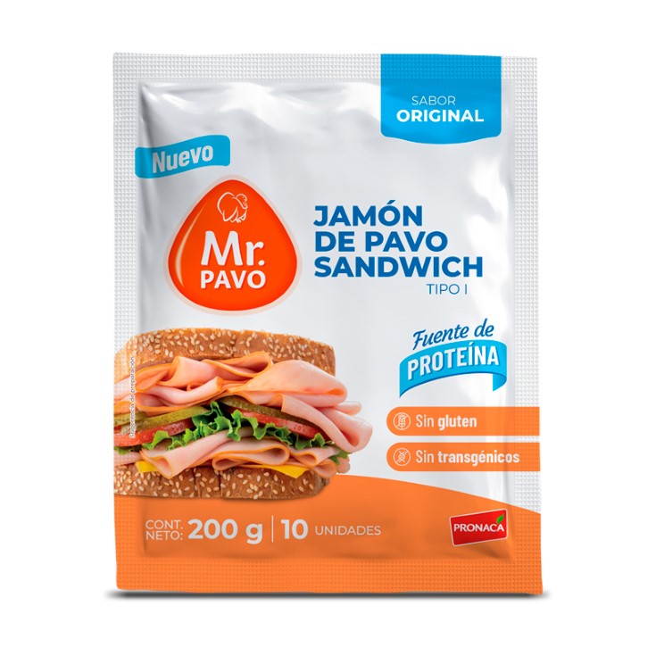 Jamón De Pavo Sandwich Mr. Pavo 200 Gr.