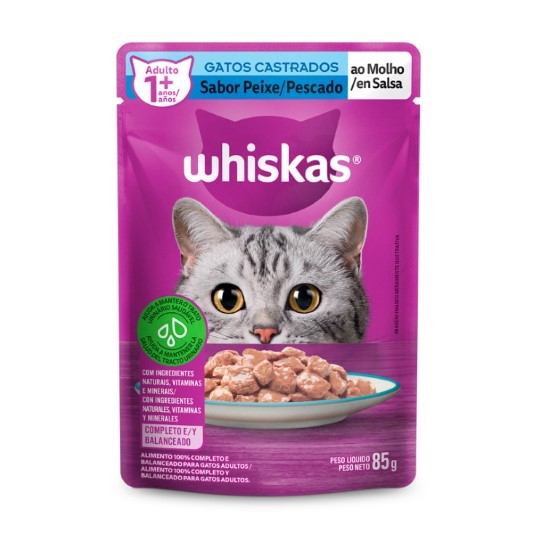 Comida Húmeda Para Gato Esterilizado Pescado en Salsa Whiska