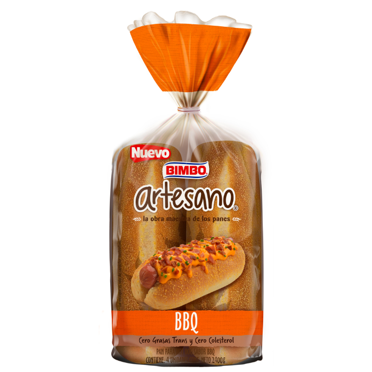 Pan Hot Dog Bbq Bimbo Artesano 4 Unds 2400 Gr