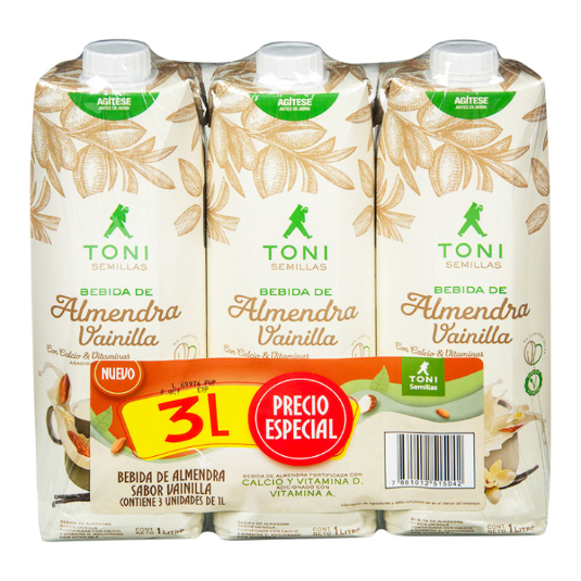 Bebida de Almendra Sabor a Vainilla 3Pack Toni 1LT C/U