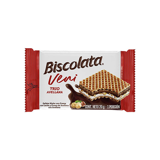 Galleta Wafer con Crema con Leche y Avellanas Biscolata Veni