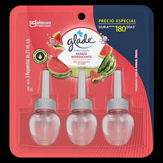 Aromatizante Glade Repuesto Aceite X 3 Un Sandia Refrescante