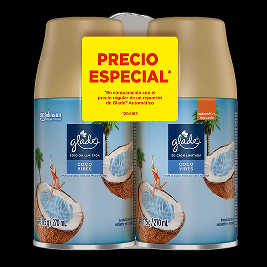 Aerosol Glade Aromatizante Coco Vibes Rep 270 Ml Precio Espe