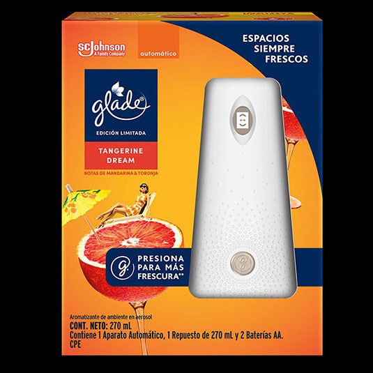 Aromatizante Glade Aerosol Apar + Rep Automatico Tangerine D