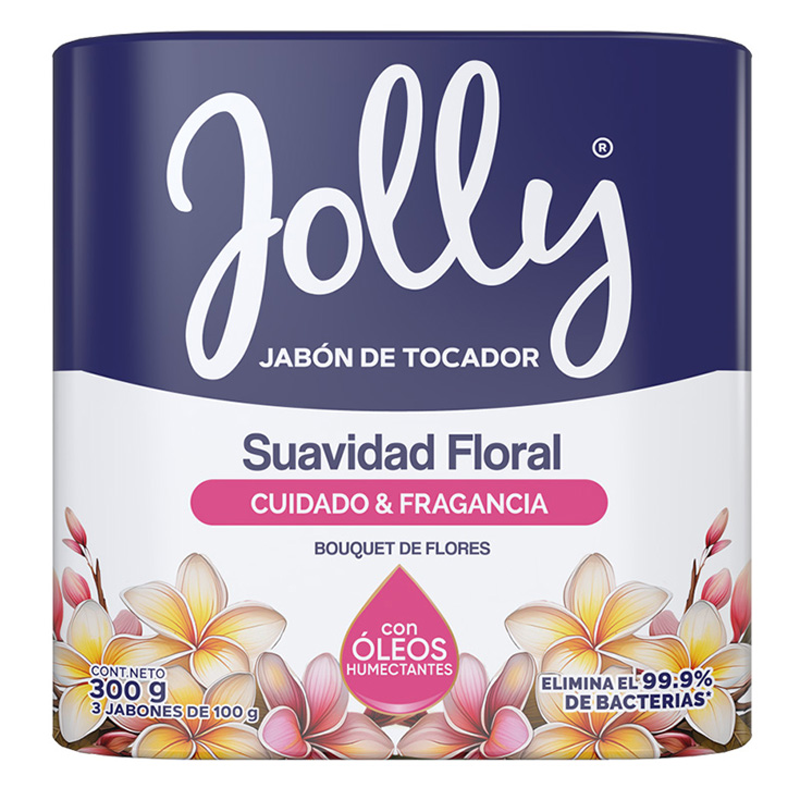 Jolly Jabon De Tocador Floral Antibacterial Tripack 300Gr