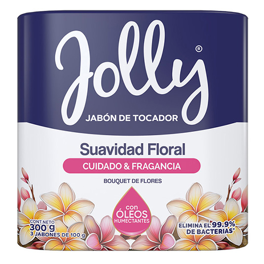 Jolly Jabon De Tocador Floral Antibacterial Tripack 300Gr