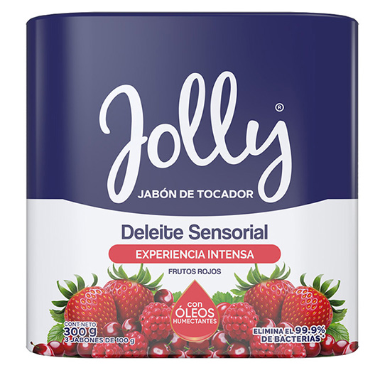 Jolly Jabon De Tocador Frutos Rojos Antibacterial Tripack 30