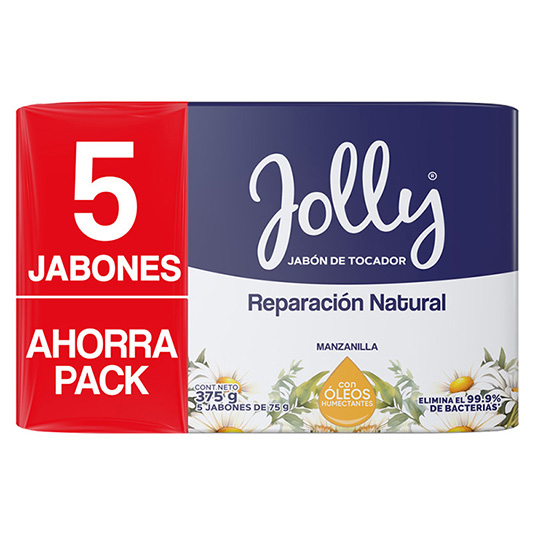Jolly Jabon De Tocador Manzanilla Antibacterial Pack X5 375G