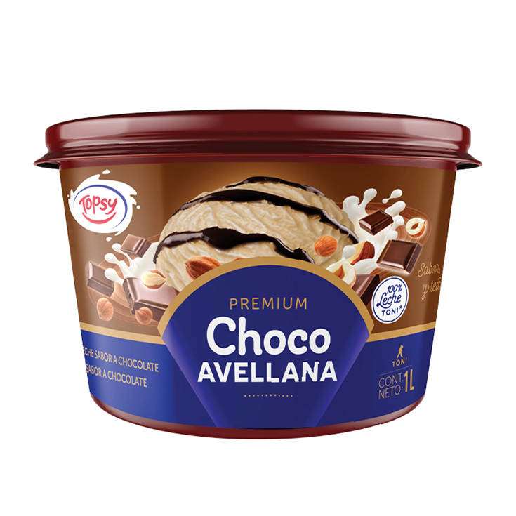 Helado Choco Avellana Topsy Premium 1Lt