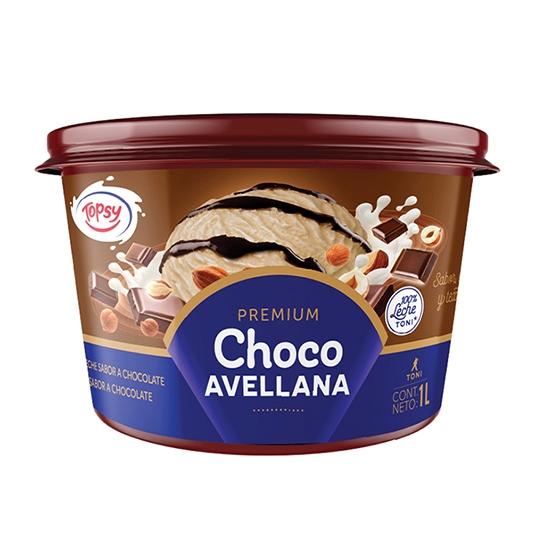 Helado Choco Avellana Topsy Premium 1Lt
