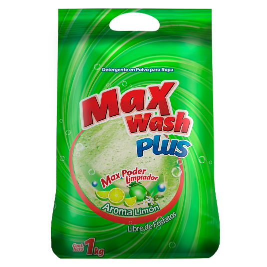 Detergente Max Wash En Polvo Aroma Limón 1 Kg