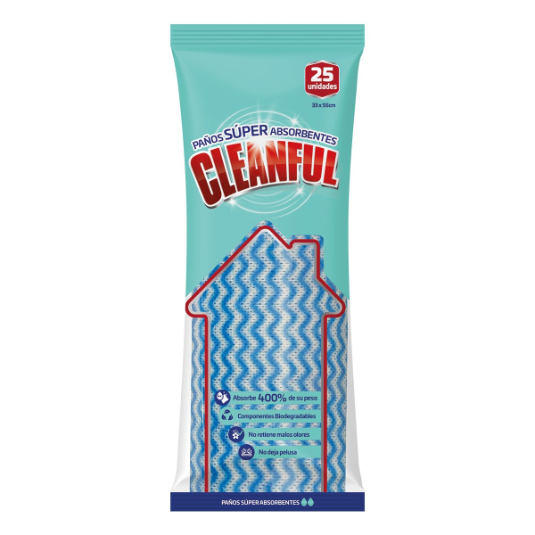 Paños Cleanful Absorbentes Rollo Grande X 25 Un