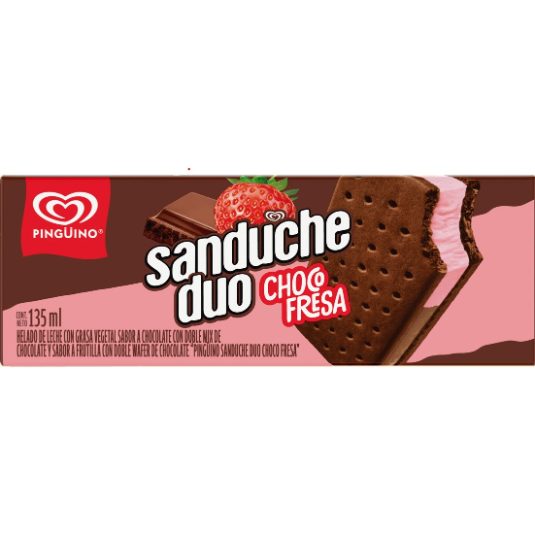 Sanduche Duo Choco Fresa Pingüino 135Ml 