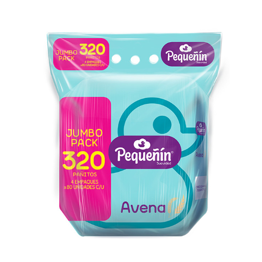 Pañitos Húmedos De Avena Jumbo Pack Pequeñín 4X80