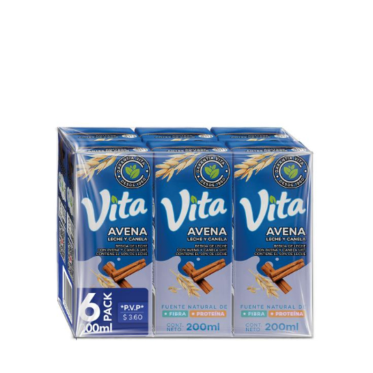 Avena Carton Six Pack Con Leche Y Canela Vita 200ML C/U