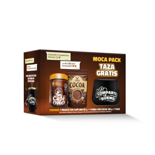 Cafe Oro Liofilizado 85Gr + Cocoa Azucarada 160 Gr + Taza Gr