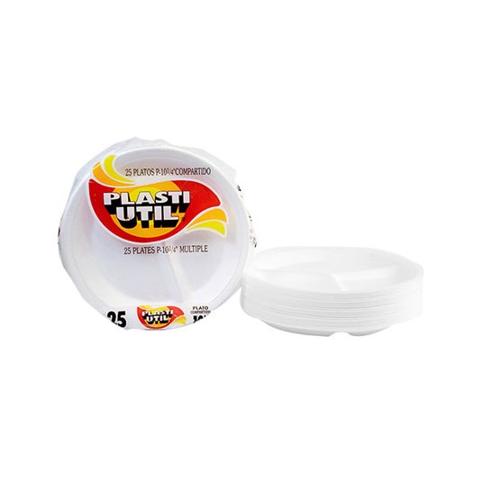 Plato Compartido Grande Blanco Plasti-Util