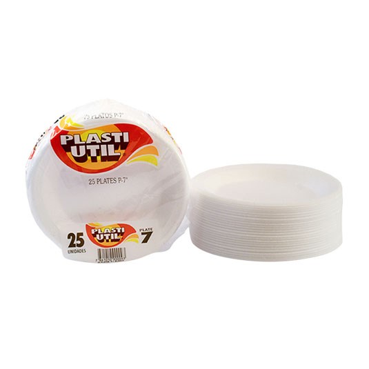 Plato 7 Pulgs Color Blanco Plasti-Util X 25 U