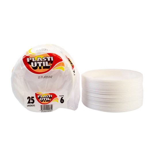 Plato 6 Pulgs Color Blanco Plasti-Util X 25 Uni