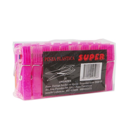Super Pinza Plástica Para Ropa X 20 Uni