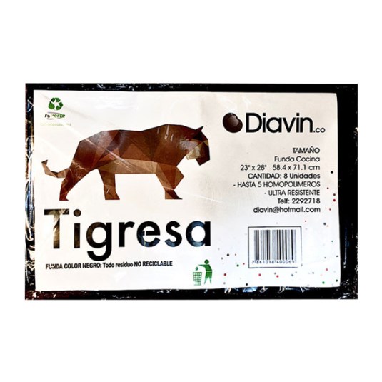 Funda De Basura Grande Tigresa 23X28 Pulg