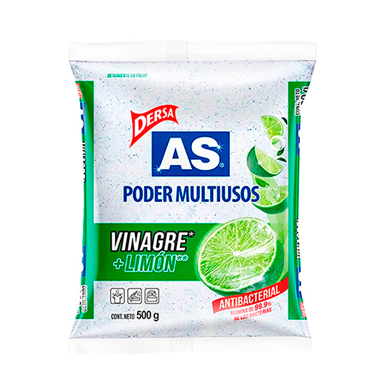 Detergente En Polvo Vinagre Limón As 500 Gr