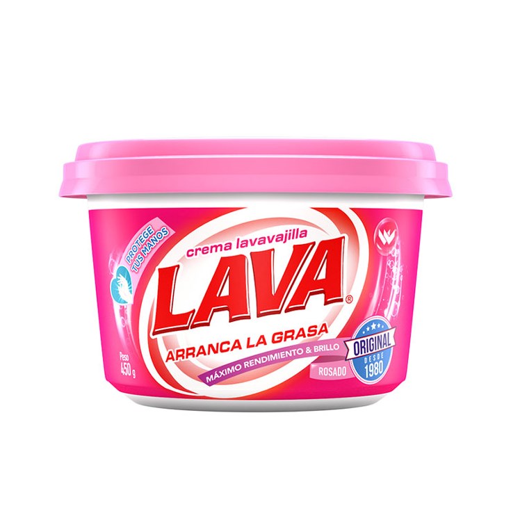 Crema Lavavajilla Color Rosado Lava 450 Gr