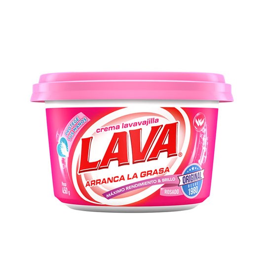 Crema Lavavajilla Color Rosado Lava 450 Gr