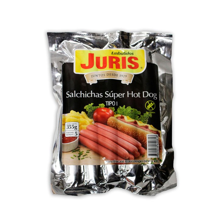 Salchicha Super Hot Dog Premium Juris 355 Gr