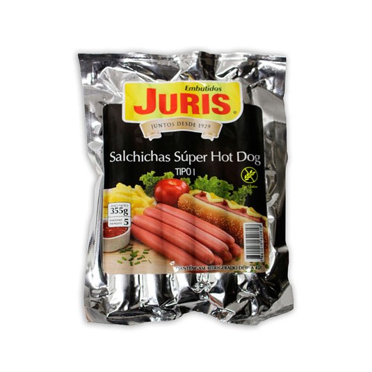 Salchicha Super Hot Dog Premium Juris 355 Gr