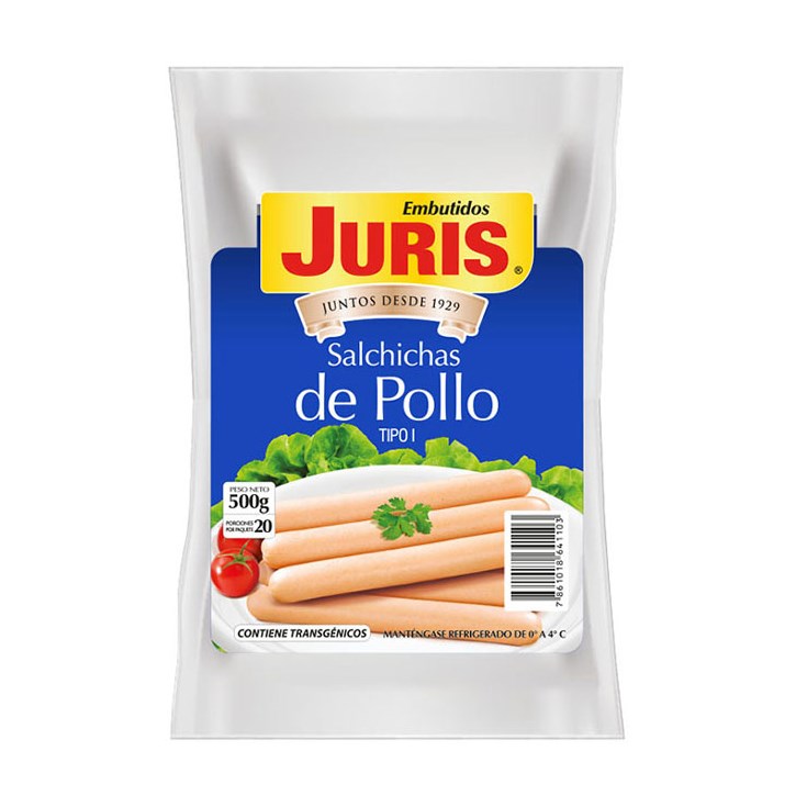 Salchicha Pollo Vienesa Juris 500 Gr