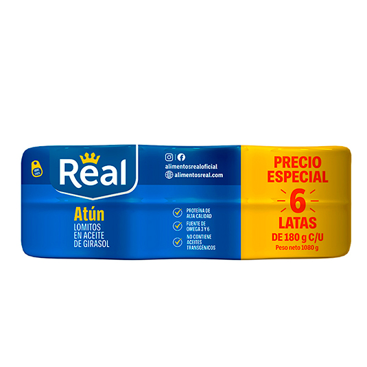 Atún Aceite Abre Fácil Real Pack X 6 de 180 Gr C