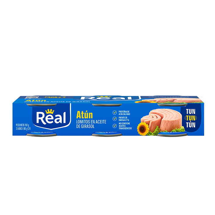 Real Atun 3Pack En Girasol 80Gr C/U.