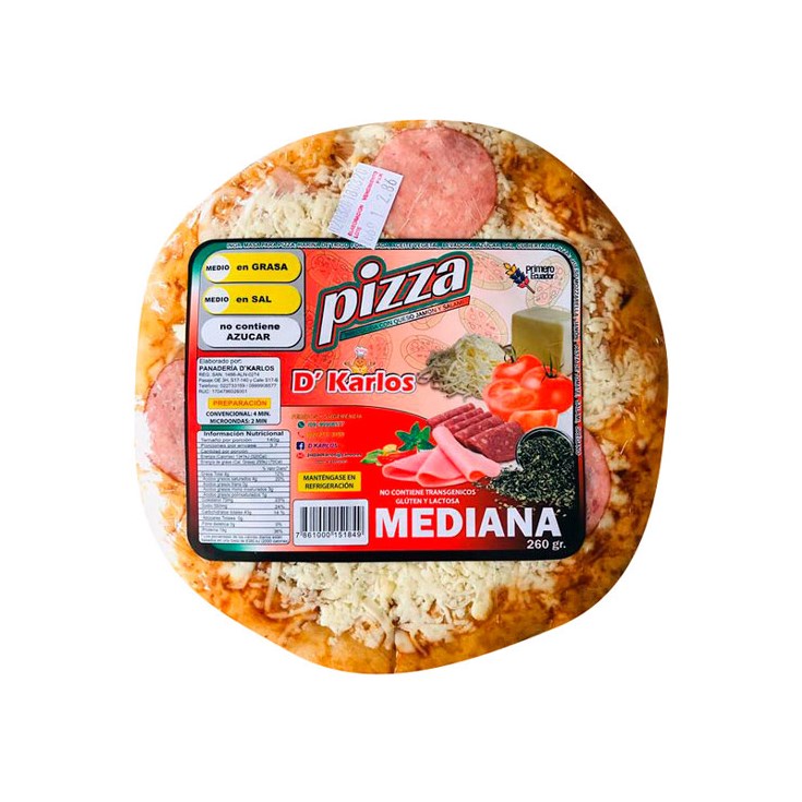 Pizza Mediana D´Karlos 260 Gr