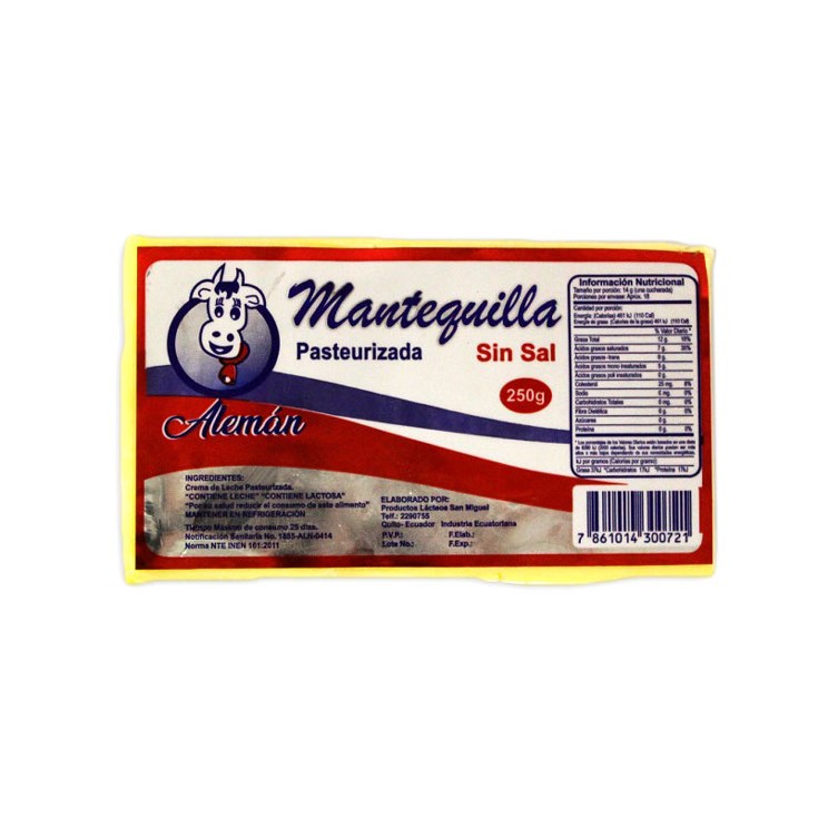 Mantequilla Sin Sal Aleman 250 Gr