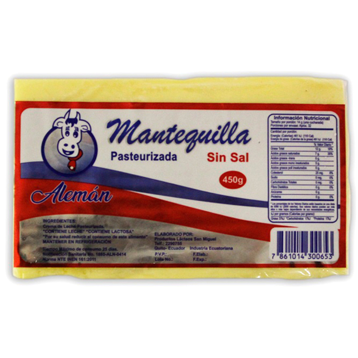 Mantequilla Sin Sal Aleman 450 Gr 