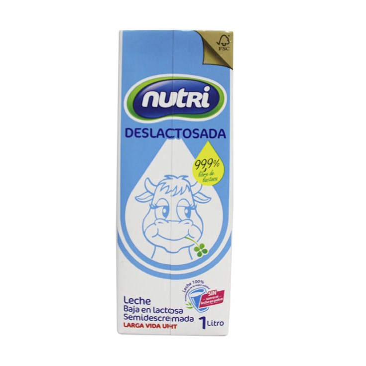 Cartón Leche Deslactosada Nutri 1 Lt.